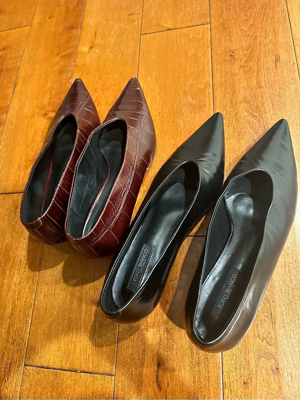 Bundle Tony Bianco Pointed-Toe Pumps Black & Brown Croc US 10